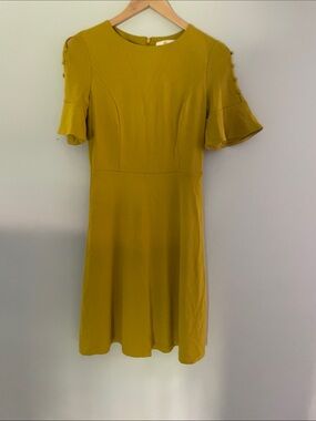 Boden Mustard Yellow Flutter-Sleeve Dress size: 6P